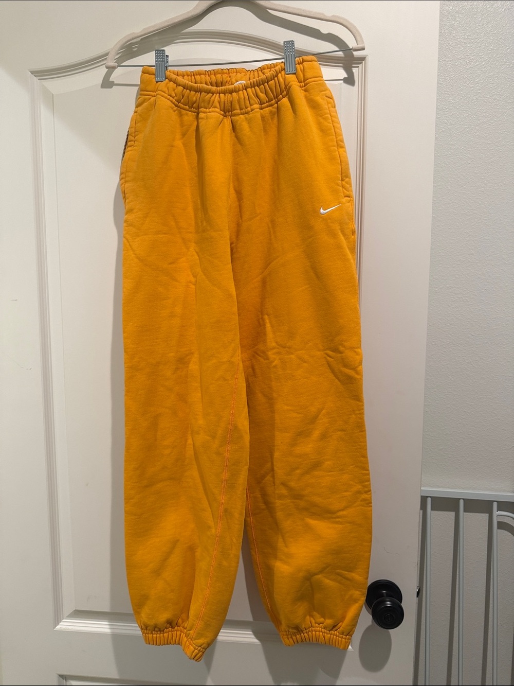 Nike fleece pants joggers size small yellow orange